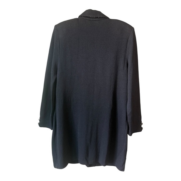 St.John Black Santana Knit Beaded Suit Set Including Longline Blazer and Pants - Picture 3 of 16